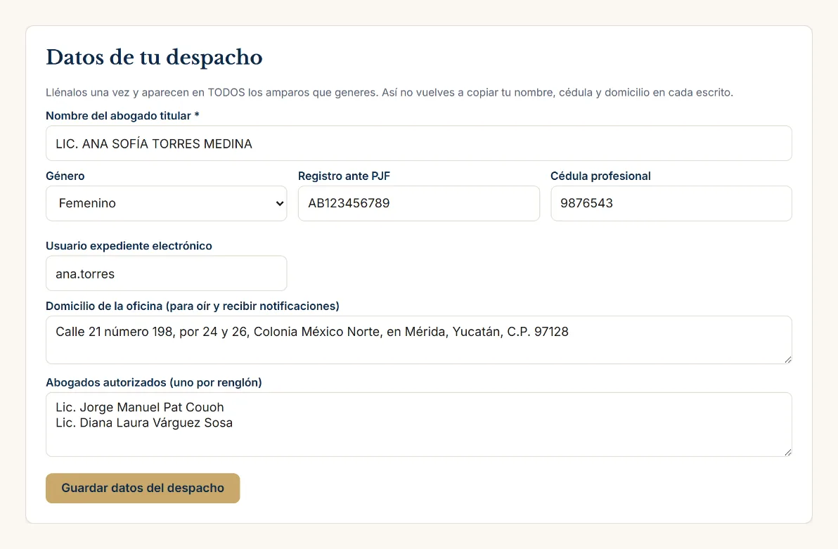 Tu despacho, capturado una sola vez